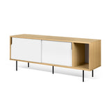 Dann 165 Sideboard w/ Steel Legs 9500.400506 Oak Frame, Pure White Doors, Black Lacquered Steel Feet