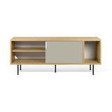 Dann 165 Sideboard w/ Steel Legs 9500.400513 Oak Frame, Pure White/Matte Grey Doors, Black Lacquered Steel Feet