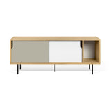 Dann 165 Sideboard w/ Steel Legs 9500.400513 Oak Frame, Pure White/Matte Grey Doors, Black Lacquered Steel Feet