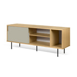 Dann 165 Sideboard w/ Steel Legs 9500.400513 Oak Frame, Pure White/Matte Grey Doors, Black Lacquered Steel Feet