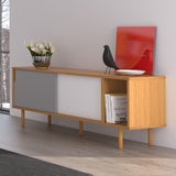 Dann 165 Sideboard w/ Wood Legs 9500.400537 Oak Frame, Pure White/Matte Grey Doors, Oak Feet