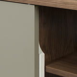 Dann 165 Sideboard w/ Wood Legs 9500.400568 Walnut Frame, Pure White/Matte Grey Doors, Walnut Feet