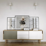 Dann Sideboard 201 w/ Steel Legs 9500.401701 Oak, Pure White & Matte Grey, Lacquered Black Steel