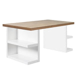 Multi 71" Table Top w/ Storage Legs 9500.620225 Walnut Top, Pure White Legs