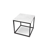 Prairie 20X20 Marble End Table 9500.625015 White Marble Top/Black Lacquered Steel Legs