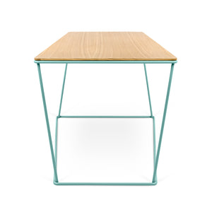Opal Wide Side Table 9303.627217 Oak, Sea Green Lacquered Steel