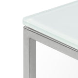 Gleam 20x20 Glass Side Table 9500.628184 White Glass Top, Chrome Legs