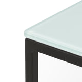 Gleam 20x20 Glass Side Table 9500.628191 White Glass Top, Black Steel Legs