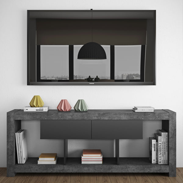Nara Tv Bench 9500.638787 Concrete Look, Pure Black