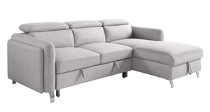 Reyes Contemporary Sectional Sofa with Sleeper Beige Nubuck (Nabuck Classic F100-15 Beige) 56040-ACME