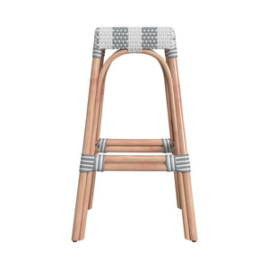 Butler Specialty Robias Rectangular Rattan 30" Bar Stool XRT Gray/White Stripe/ Natural Rattan Frame Natural Rattan and Synthetic weave 5604144-BUTLER