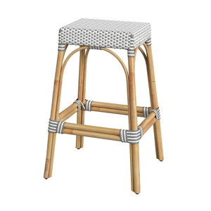 Butler Specialty Robias Rectangular Rattan 30" Bar Stool XRT Gray/White Dot / Natural Rattan Frame Natural Rattan and Synthetic weave 5604266-BUTLER