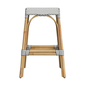 Butler Specialty Robias Rectangular Rattan 30" Bar Stool XRT Gray/White Dot / Natural Rattan Frame Natural Rattan and Synthetic weave 5604266-BUTLER