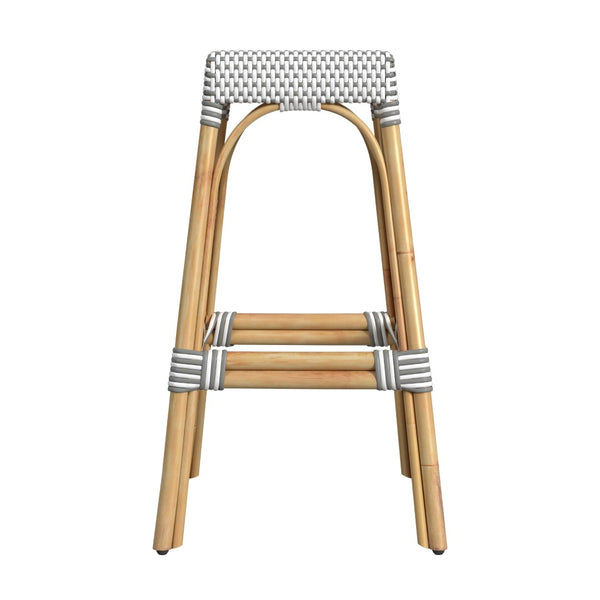 Butler Specialty Robias Rectangular Rattan 30" Bar Stool XRT Gray/White Dot / Natural Rattan Frame Natural Rattan and Synthetic weave 5604266-BUTLER