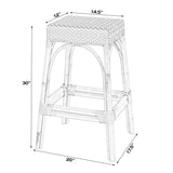 Butler Specialty Robias Rectangular Rattan 30" Bar Stool XRT White/Black Dot/ Natural Rattan Frame Natural Rattan and Synthetic weave 5604295-BUTLER