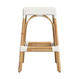 Butler Specialty Robias Rectangular Rattan 30" Bar Stool XRT Glossy White/ Natural Rattan Frame Natural Rattan and Synthetic weave 5604304-BUTLER