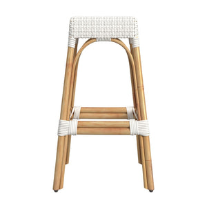Butler Specialty Robias Rectangular Rattan 30" Bar Stool XRT Glossy White/ Natural Rattan Frame Natural Rattan and Synthetic weave 5604304-BUTLER
