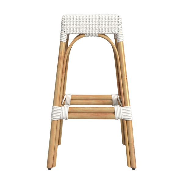 Butler Specialty Robias Rectangular Rattan 30" Bar Stool XRT Glossy White/ Natural Rattan Frame Natural Rattan and Synthetic weave 5604304-BUTLER