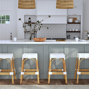 Butler Specialty Robias Rectangular Rattan 30" Bar Stool XRT Glossy White/ Natural Rattan Frame Natural Rattan and Synthetic weave 5604304-BUTLER