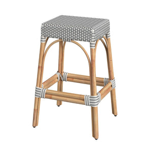 Butler Specialty Robias Rectangular Rattan 30" Bar Stool XRT White/Gray Dot / Natural Rattan Frame Natural Rattan and Synthetic weave 5604329-BUTLER