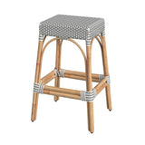 Butler Specialty Robias Rectangular Rattan 30" Bar Stool XRT White/Gray Dot / Natural Rattan Frame Natural Rattan and Synthetic weave 5604329-BUTLER