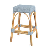 Butler Specialty Robias Rectangular Rattan 30" Bar Stool XRT Baby Blue/ Natural Rattan Frame Natural Rattan and Synthetic weave 5604341-BUTLER