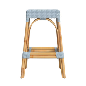 Butler Specialty Robias Rectangular Rattan 30" Bar Stool XRT Baby Blue/ Natural Rattan Frame Natural Rattan and Synthetic weave 5604341-BUTLER