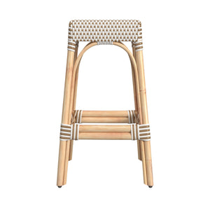 Butler Specialty Robias Rectangular Rattan 30" Bar Stool XRT White/Tan Dot / Natural Rattan Frame Natural Rattan and Synthetic weave 5604415-BUTLER