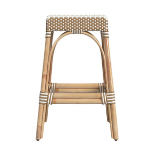 Butler Specialty Robias Rectangular Rattan 30" Bar Stool XRT Tan/White Stripe/ Natural Rattan Frame Natural Rattan and Synthetic weave 5604984-BUTLER