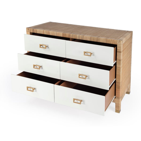 Butler Specialty Corfu 6 Drawer Natural Raffia Double Dresser 5606350