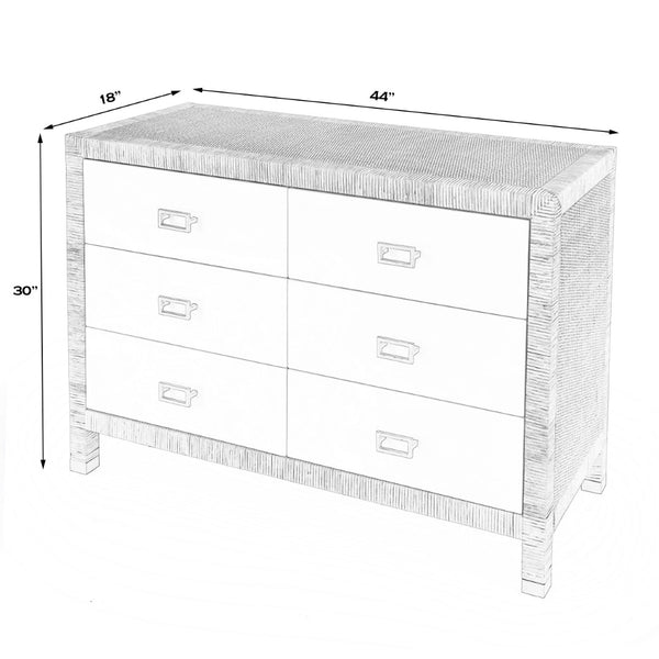 Butler Specialty Corfu 6 Drawer Natural Raffia Double Dresser 5606350