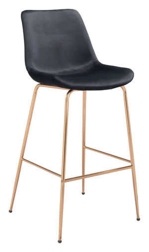 Zuo Modern Tony 100% Polyester, Plywood, Steel Modern Commercial Grade Barstool Black, Gold 100% Polyester, Plywood, Steel