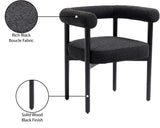 Hyatt Boucle Fabric / Rubberwood / Foam Mid-Century Black Boucle Fabric Dining Chair - 26.5" W x 22" D x 28" H