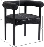 Hyatt Boucle Fabric / Rubberwood / Foam Mid-Century Black Boucle Fabric Dining Chair - 26.5" W x 22" D x 28" H