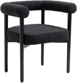 Hyatt Boucle Fabric / Rubberwood / Foam Mid-Century Black Boucle Fabric Dining Chair - 26.5" W x 22" D x 28" H
