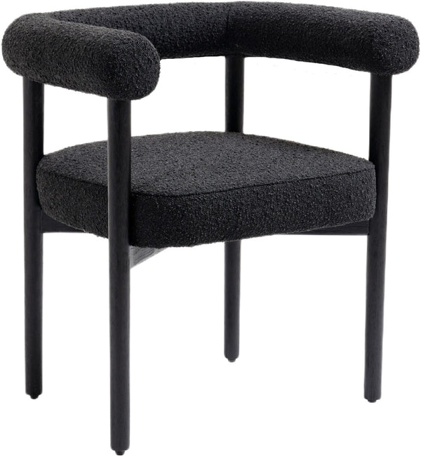 Hyatt Boucle Fabric / Rubberwood / Foam Mid-Century Black Boucle Fabric Dining Chair - 26.5" W x 22" D x 28" H