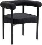 Hyatt Boucle Fabric / Rubberwood / Foam Mid-Century Black Boucle Fabric Dining Chair - 26.5" W x 22" D x 28" H