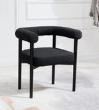 Hyatt Boucle Fabric / Rubberwood / Foam Mid-Century Black Boucle Fabric Dining Chair - 26.5" W x 22" D x 28" H