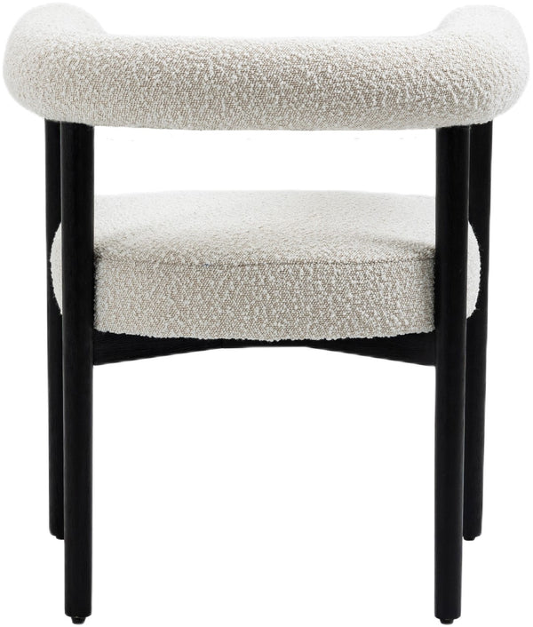 Hyatt Boucle Fabric / Rubberwood / Foam Mid-Century Cream Boucle Fabric Dining Chair - 26.5" W x 22" D x 28" H
