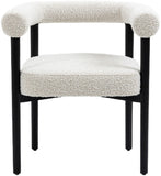 Hyatt Boucle Fabric / Rubberwood / Foam Mid-Century Cream Boucle Fabric Dining Chair - 26.5" W x 22" D x 28" H