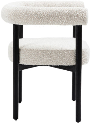Hyatt Boucle Fabric / Rubberwood / Foam Mid-Century Cream Boucle Fabric Dining Chair - 26.5" W x 22" D x 28" H