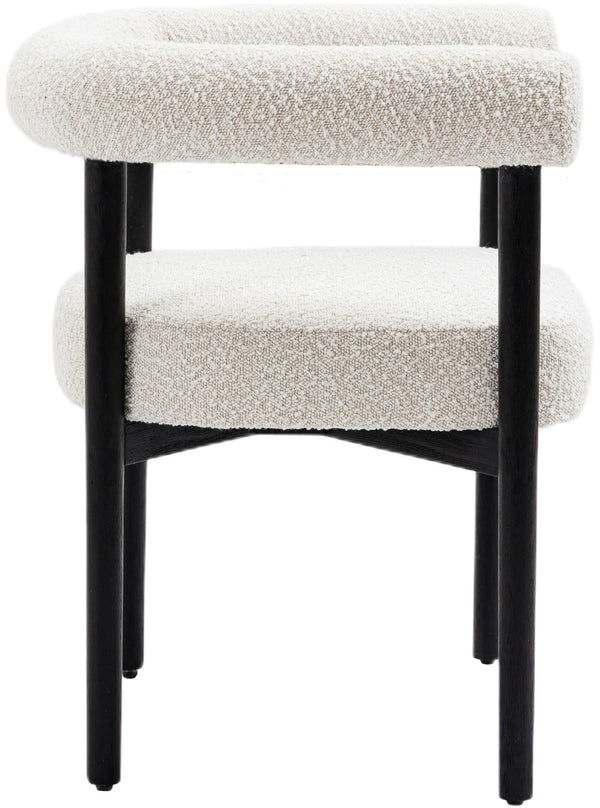 Hyatt Boucle Fabric / Rubberwood / Foam Mid-Century Cream Boucle Fabric Dining Chair - 26.5" W x 22" D x 28" H