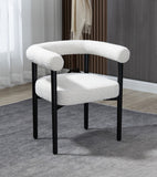 Hyatt Boucle Fabric / Rubberwood / Foam Mid-Century Cream Boucle Fabric Dining Chair - 26.5" W x 22" D x 28" H