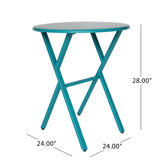 Noble House Madlyn Outdoor Iron Bistro Set, Matte Teal