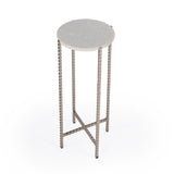 Butler Specialty Nigella White Marble and Silver Cross Legs Side Table 5612425