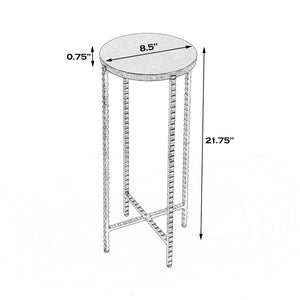 Butler Specialty Nigella White Marble and Silver Cross Legs Side Table 5612425