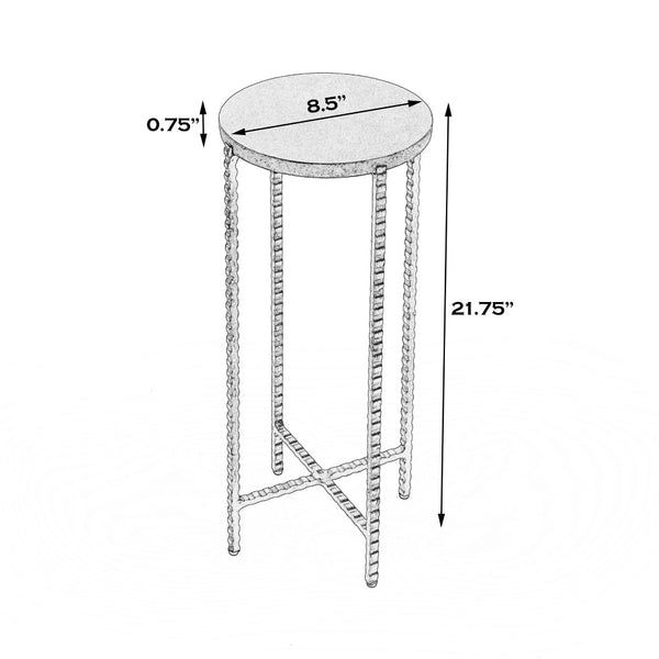 Butler Specialty Nigella White Marble and Silver Cross Legs Side Table 5612425