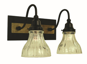 2-Light Matte Black/Antique Brass Accent Sconce