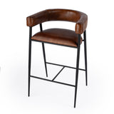 Butler Specialty Dallas Brown Leather and Iron cushioned Bar Stool 5618344