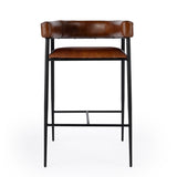 Butler Specialty Dallas Brown Leather and Iron cushioned Bar Stool 5618344